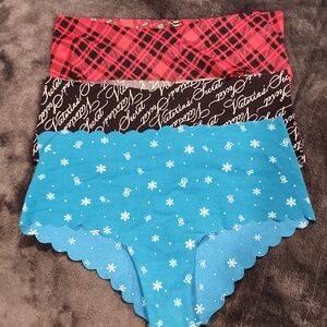 Victoria's Secret Kids Bottoms - Plaid Red, Script Black, Snowflake Blue